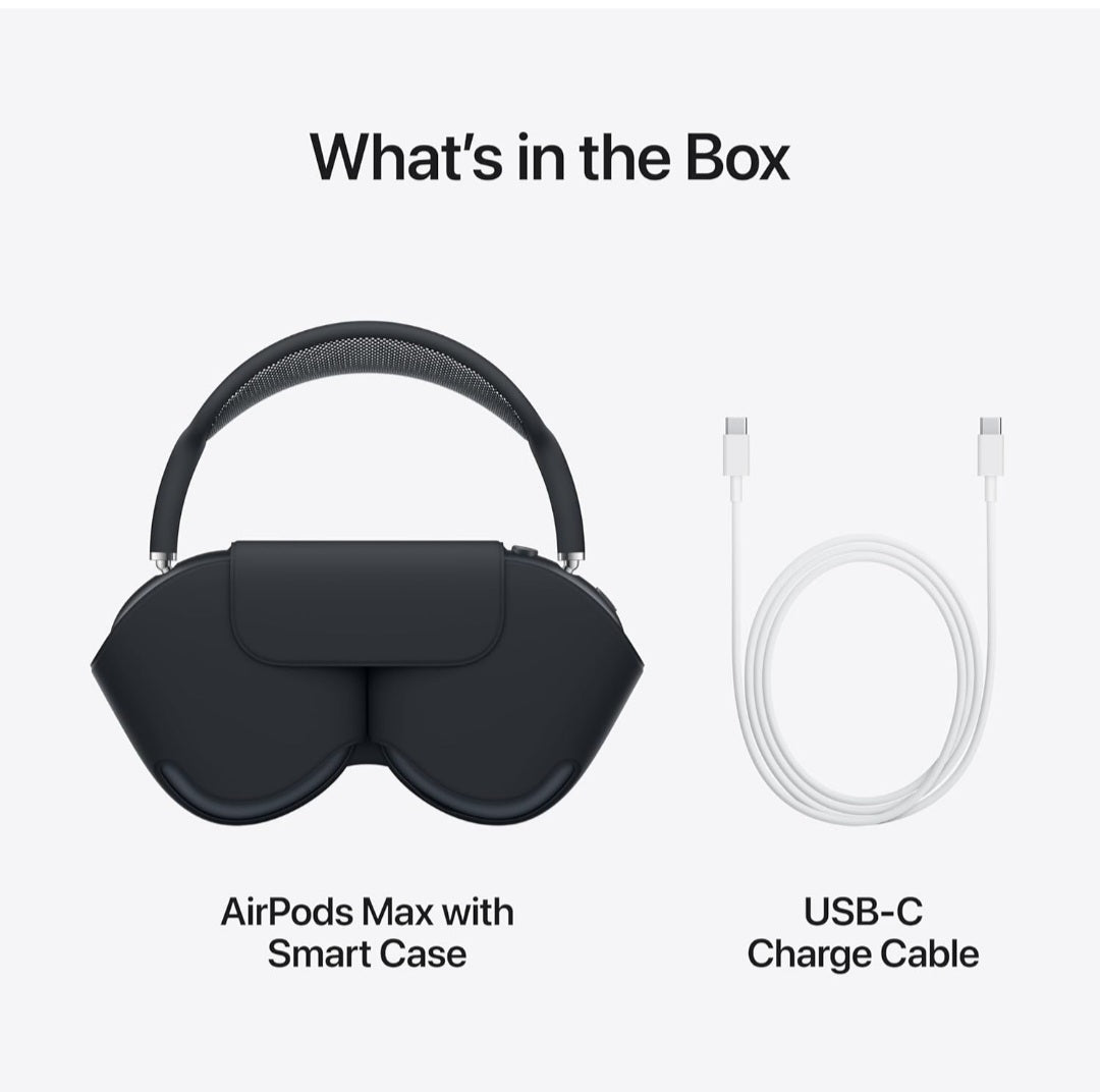 Apple AirPods Max Wireless Over-Ear Headphones, Pro-Level Active Noise Cancellation, Transparency Mode, Personalised Spatial Audio, USB-C Charging, Bluetooth Headphones for Midnight